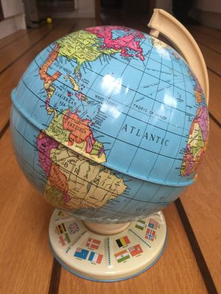 Vintage Chad Valley Tinplate /tin Political Globe World Atlas Flag - Few Dings