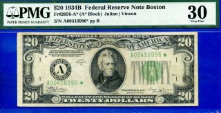 Rare 1934 - B $20 Frn ( (boston Star))  Pmg Very Fine 30 A00416996.