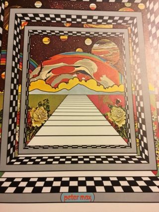 Rare Peter Max Vintage Galaxy 1970 Pop Op Psychedelic Cool Wall Art Poster Print