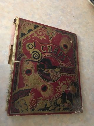 Antique 19th Century Victorian Scrapbook Album With Trade Cards