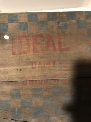 Antique Vtg Ideal Farms Dairy Union NJ Wood Crate Wooden Box Company Rare Old 2