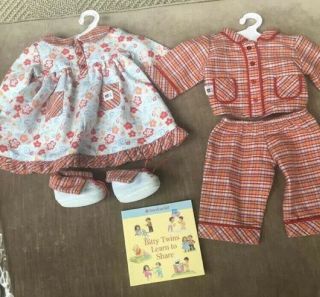 Retired American Girl Bitty Baby Twins Perfectly Plaid Pajamas Pjs Boy / Girl