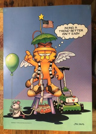 1978 Rare Garfield “being A Trend Setter Isn’t Easy” Poster Never Hung