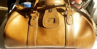 Vtg Us Luggage Carry On Train Case Luggage Brown Rare Leather Usa