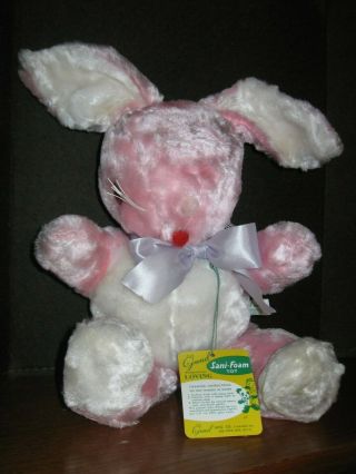 Rare Vintage Pink Bunny Rabbit Gund Sani - Foam Plush Stuffed Toy - With Tag