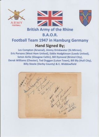 England British Army Xi 1947 Team Rare Hand Signed Book Page 11 X Sigs