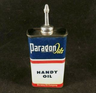 Vintage Paragon Oils Handy Oil Can Lead Top Oiler Rare Old Advertising Tin 1950s