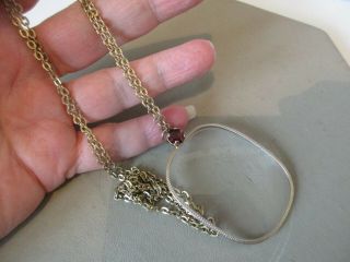 Antique Vintage Edwardian Art Deco Magnifying Glass Crystal Guard Chain Pendant