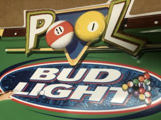 Vintage 1990 ' s 3D Bud Light tin Beer Sign pool table design Rare 2