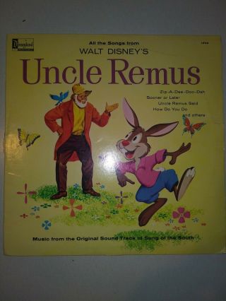 Rare Disney Uncle Remus Song Of The South Vinyl Record Soundtrack Usa1963