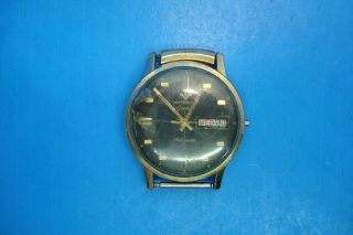 Vintage Wittnauer Geneve Automatic Watch For Repair - - 10k R.  G.  P Case - - Black Dial