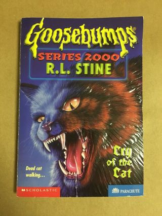 Vtg Goosebumps Cry Of The Cat Book With Decal Inserts Stine Series 2000 Rare 90s