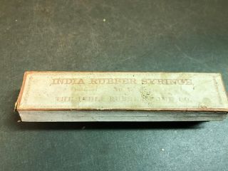 Antique Civil War Era Hard Rubber Medical Syringe By The India Rubber Comb Co.