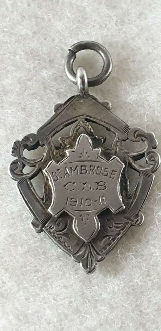 Old Sterling Silver Fob With Engraving 1910 - 11 - 10.  5 Grams