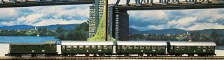 Z Scale German Old Style Train Coaches Rare Green Livery.  Scroll Down