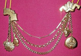 Antique Victorian Gold Filled Chatelaine With Chain,  Charms,  Locket,  Pendant