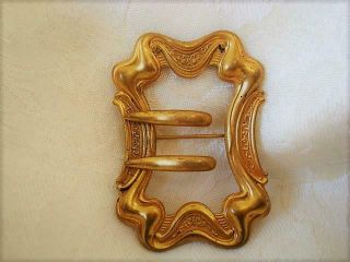 Vintage Antique Art Nouveau Brass Sash Buckle Pin Brooch