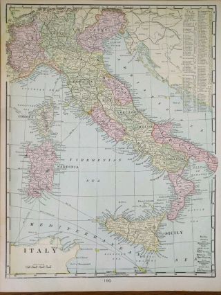 Vintage 1901 Italy Atlas Map 11 " X14 " Old Antique Corsica Naples Sardinia Sicily