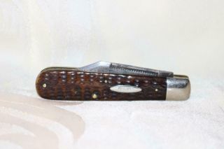 Rare Early Vintage Ka - Bar Union Cut Co 2 Blade Pocket Knife W/jigged Bone Scales