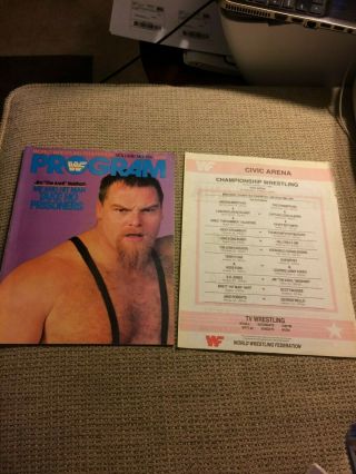 Rare 1985 WWF Program 134 Jim The Anvil Neidhart With Match Card Civic Arena 2