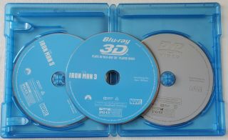 MARVEL IRON MAN 3 3D BLU RAY DVD 3 DISC SET,  RARE SLIPCOVER WORLD 3