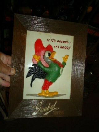 Antique Vintage Goebel Rooster Advertising Bar Beer Sign Man Cave