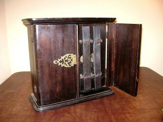 Lovely Antique Dinner Chime W/ Mallet In Wood Cabinet 5 Plate Railroad?