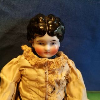 Vintage Antique China Porcelain Head Hands Cloth Body Doll.  Painted Shoes 12 "