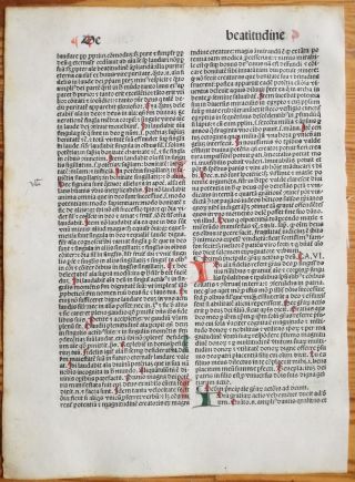 Rubricated Incunable Leaf Folio Thomas Aquinas (5) - 1490 3
