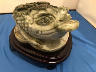 Big & Rare Vintage Chinese Jade Jadeite Coin Frog Toad Prosperity To Wealthy