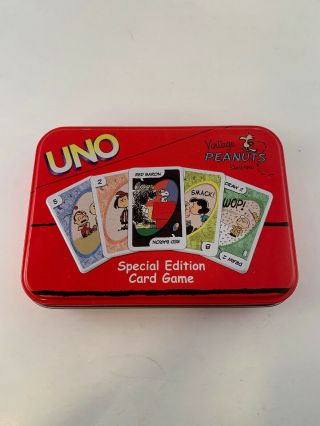 Rare Uno Vintage Peanuts Special Edition Card Game In Tin