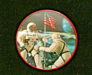 Vintage Vari Vue 1969 Moon Landing 3d Image Pinback 3 " Nasa Rare Item