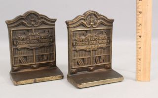 Pair Antique American Bronzed Cast Iron Shakespeare Library Bookends,