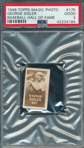 Psa 2 Good George Sisler Hof 1948 Topps Magic Photo Card 17k Graded Gd Nq Rare