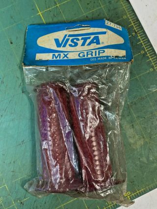 Ultra Rare 1970 ' s Old Stock VISTA RED Old School Vintage BMX Grips 2