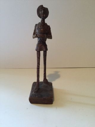 Vintage Ouro Artesania Spain Don Quixote Hand Carved Wood Figurine 7”
