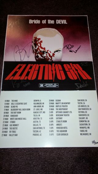 Electric Six E6 Poster 2019 Botd Signed By The Full Band 10/200 11x17 Rare