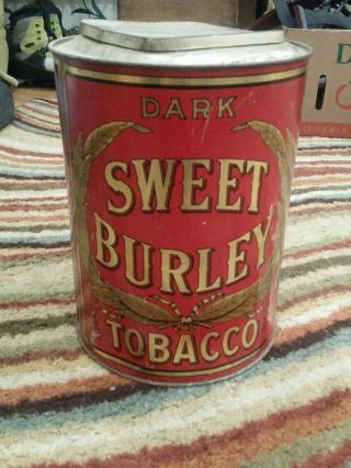 Vintage 10 Pound Dark Sweet Burley Tobacco Tin - Spaulding & Merrick - Rare Red Can