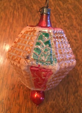 Very Rare & Unusual Antique Glass 16 - Sided Ornament With Drop - Very Old