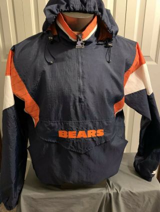 Rare Vintage 90s Nfl Chicago Bears Starter Half Zip Pullover Jacket Mens M