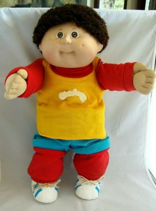 Vintage 1986 Cabbage Patch Boy Doll Short Brown Hair Clothes