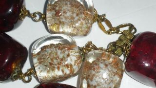 Vintage Art Deco Wired Murano Glass Bead Necklace Aventurine Sand Rare