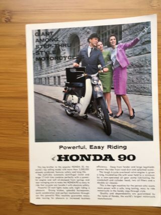 Rare Brochure Honda Cm 90 Cub Motorcycle Vintage Barn Find Parts Classic 1965