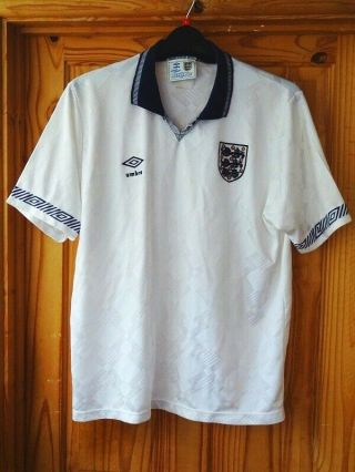Very Rare England Football Shirt 1990 Umbro World Cup Three Lions 46 " Mens Italy