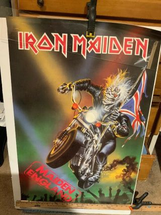 Vintage 1990 Iron Maiden " Maiden England " Poster 34 X 22.  5 Authentic