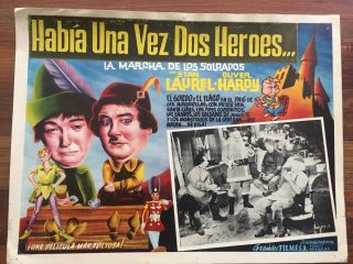 Laurel And Hardy Mexico Lobby Card " March Of The Wooden Soldiers " Rare