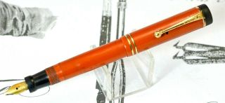 Antique Parker Duofold Jr Orange Fountain Pen,  1920,  Usa (x5061)