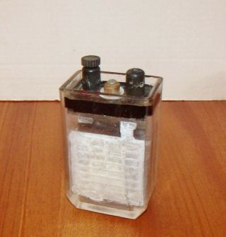 1916 Primitive Antique Glass Jar Farm Lighting Battery Cell W/pos.  /neg.  Terminal