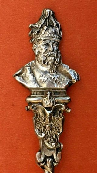 Rare Figural Joseph Franz Portrait Austria Sterling 800 Silver Souvenir Spoon