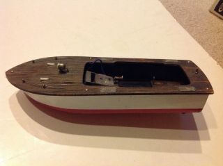 Vintage Old Japan Battery Operated Powered Wooden Boat Rare Toy
